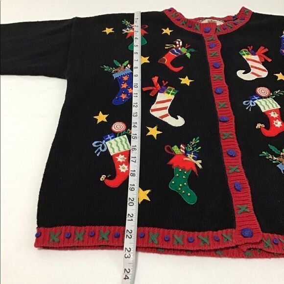 Tiara International Christmas Cardigan Sweater Size XL Holiday Sweater Stockings - Picture 14 of 15